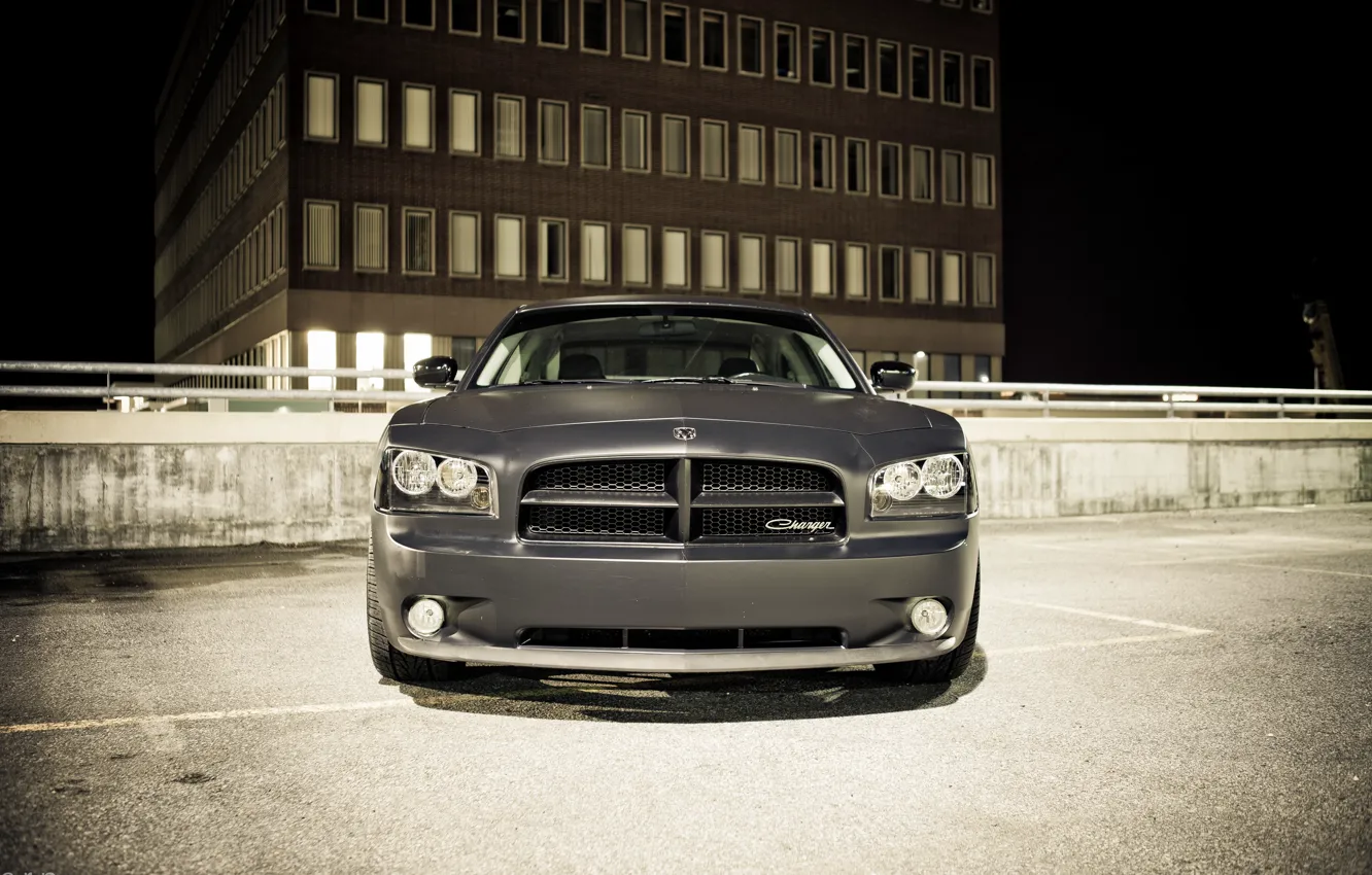 Photo wallpaper night, Dodge, dodge, charger, the charger, grey. before