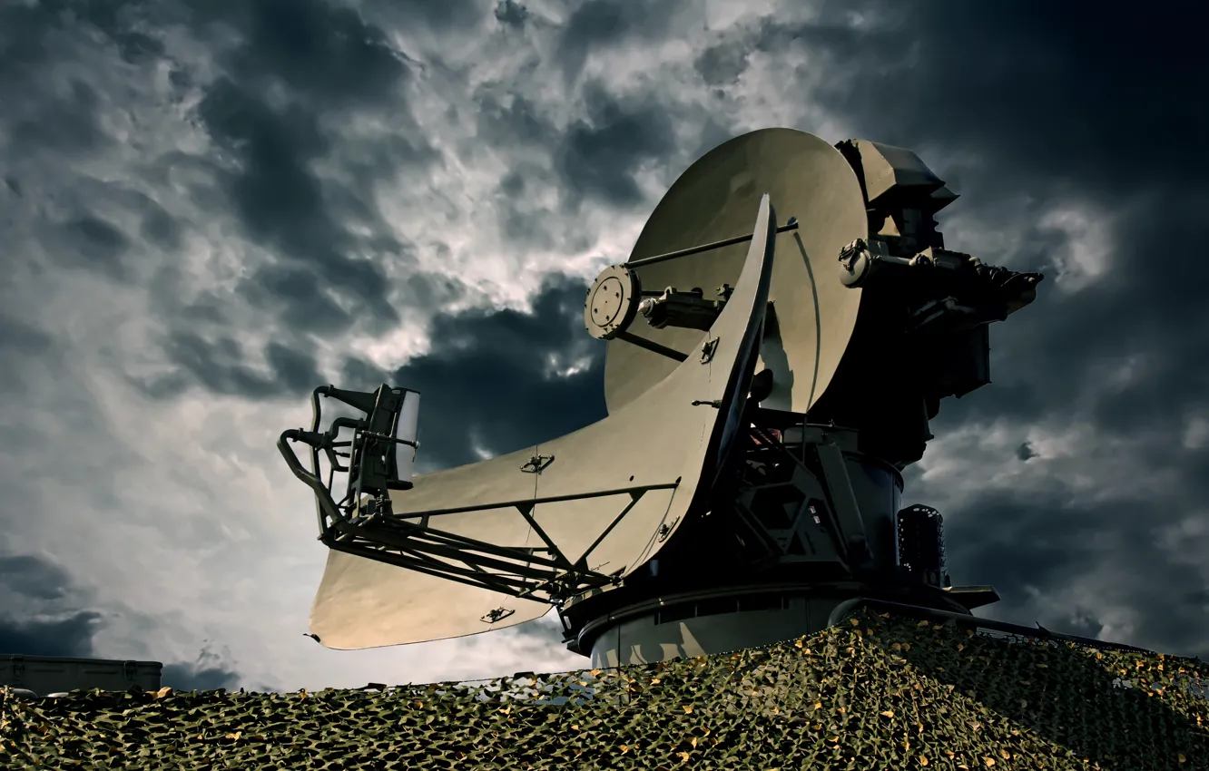 Photo wallpaper the sky, search, mesh, station, Antena, the airfield, signal, military