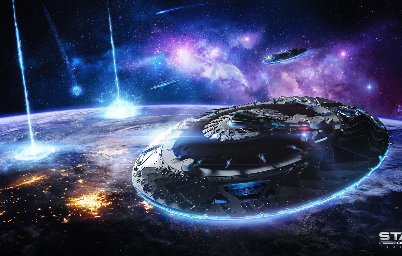 Photo wallpaper space, planet, stars, UFO, Star Conflict