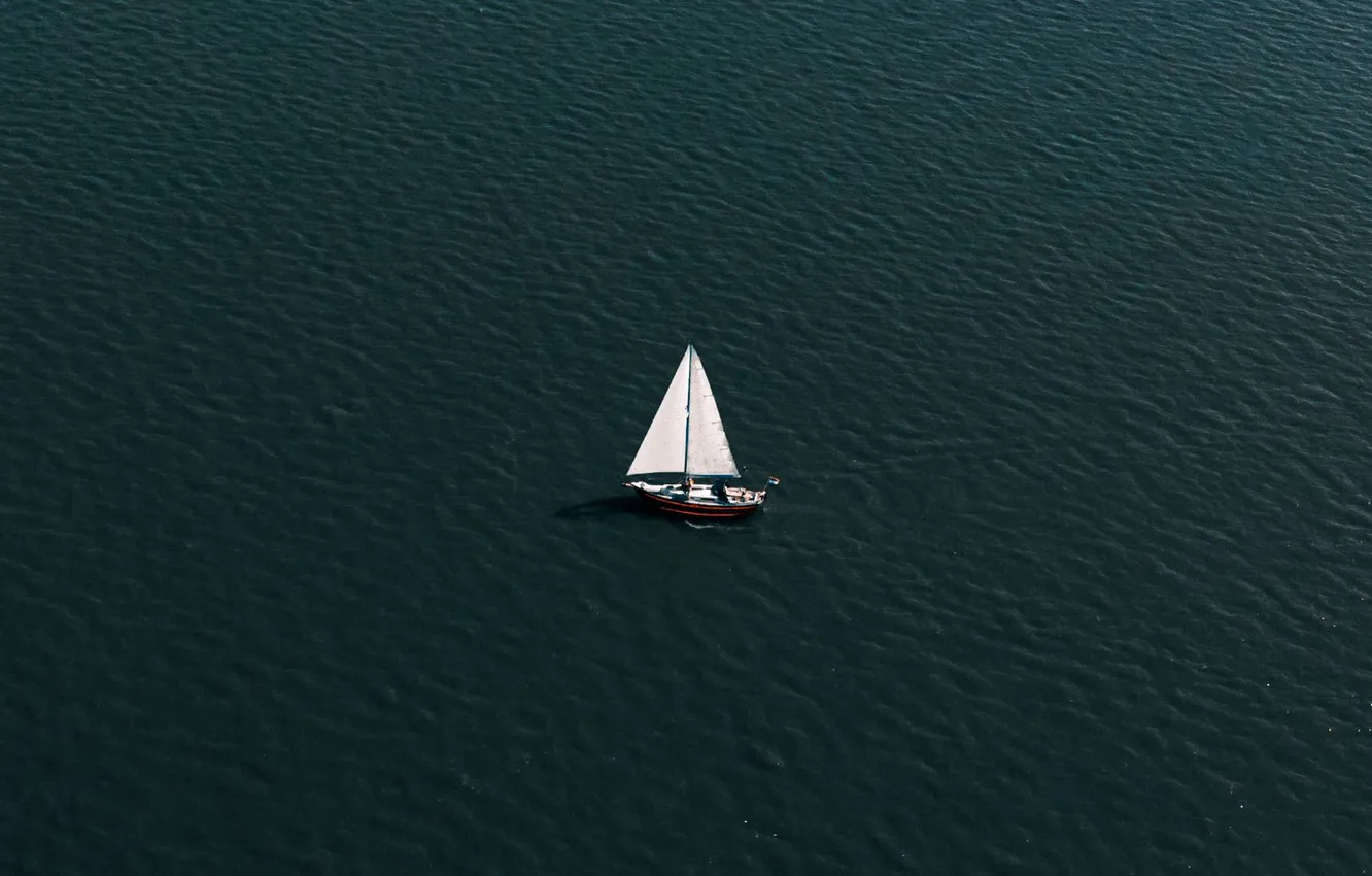 Photo wallpaper wave, the ocean, boat, depth, yacht, sail, dark water, the