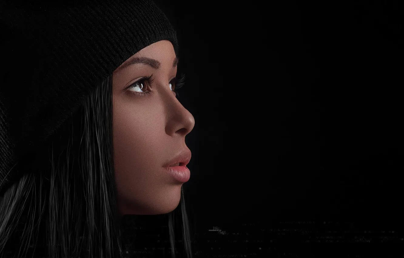 Photo wallpaper look, hat, tenderness, lips, beauty, profile, photographer, face