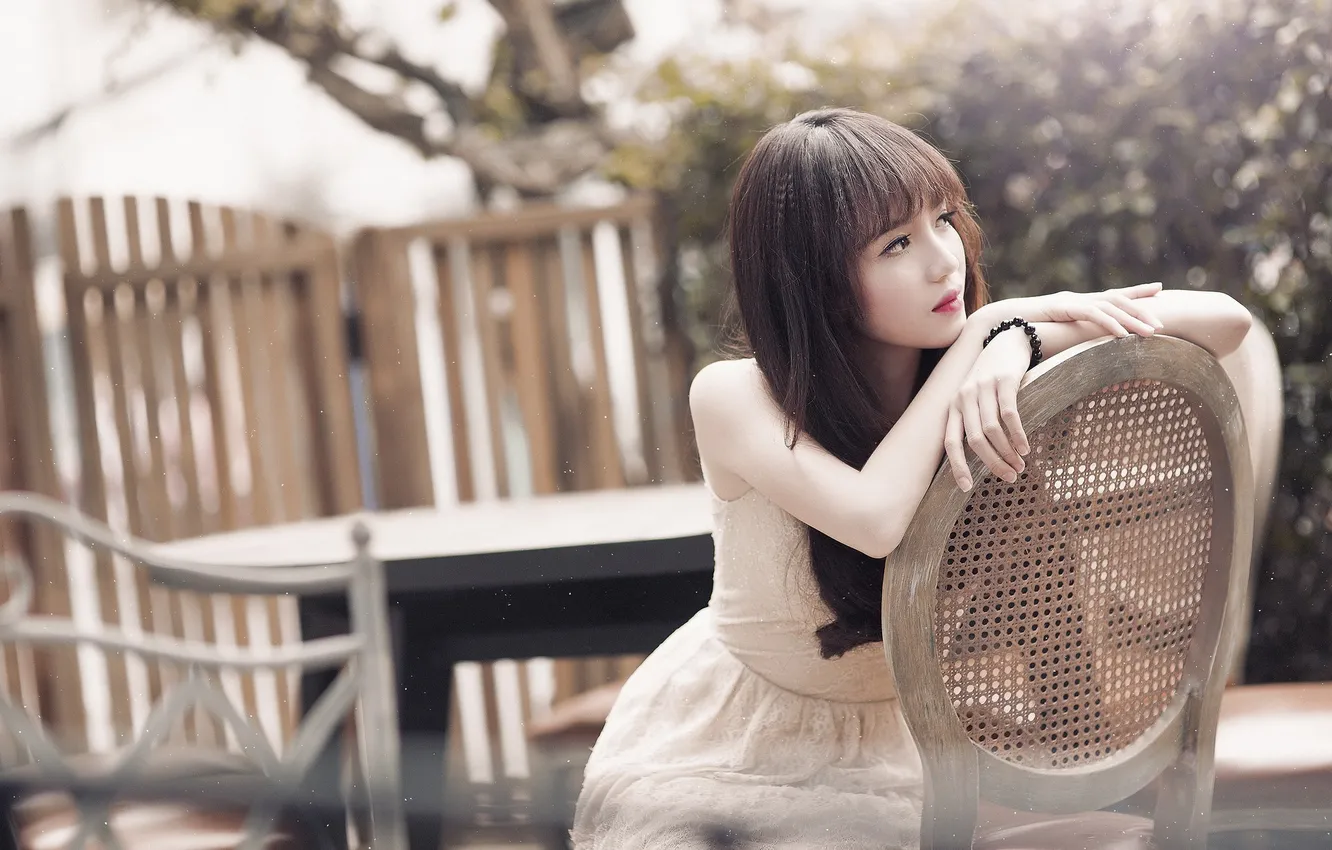 Photo wallpaper girl, background, Asian