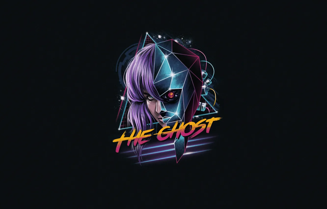 Photo wallpaper Minimalism, Ghost, Art, Neon, Cyber, Synth, Retrowave, The Ghost