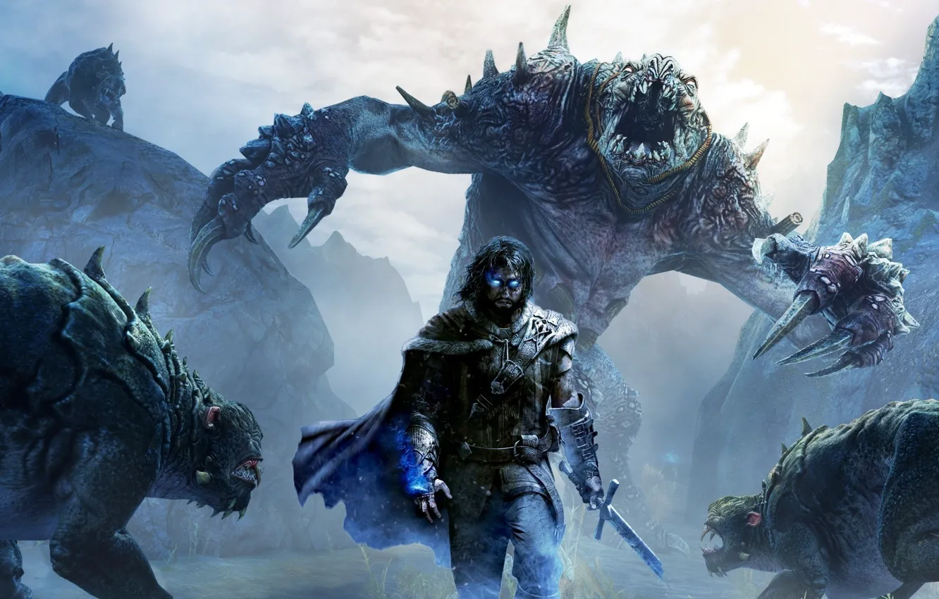 Photo wallpaper magic, people, monsters, Middle-Earth Shadow of Mordor