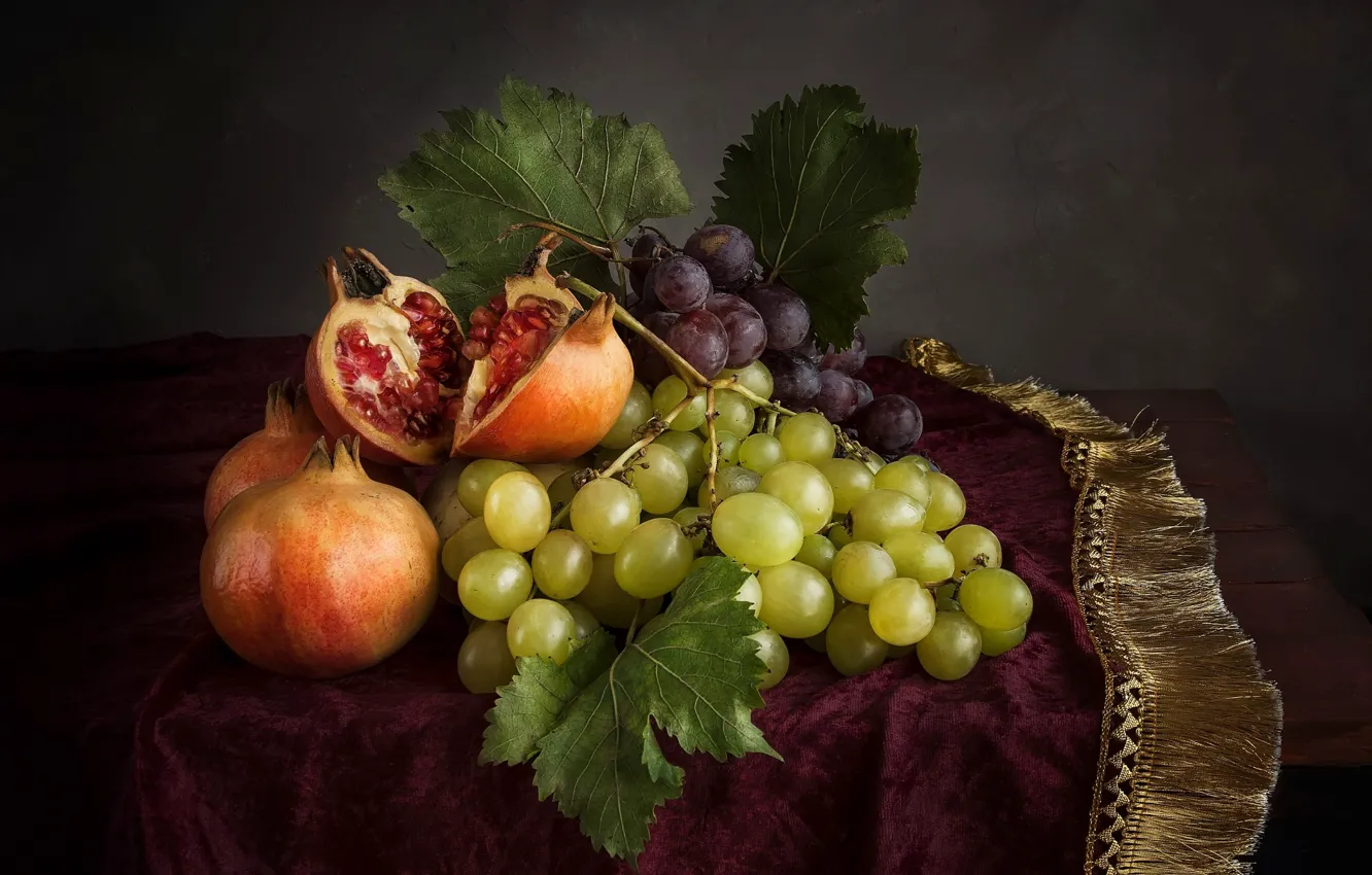 Photo wallpaper grapes, fruit, still life, garnet, fringe