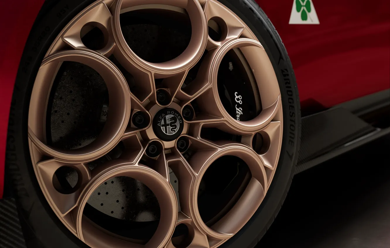 Photo wallpaper Alfa Romeo, logo, wheel, 2023, Alfa Romeo 33 Stradale, 33 Road