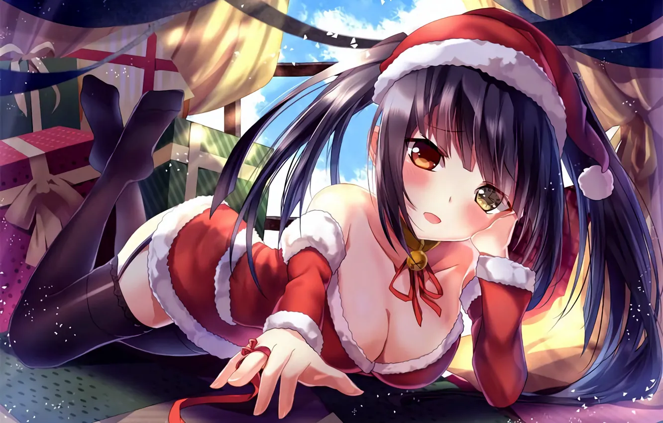 Photo wallpaper girl, sexy, cleavage, long hair, boobs, anime, beautiful, pretty