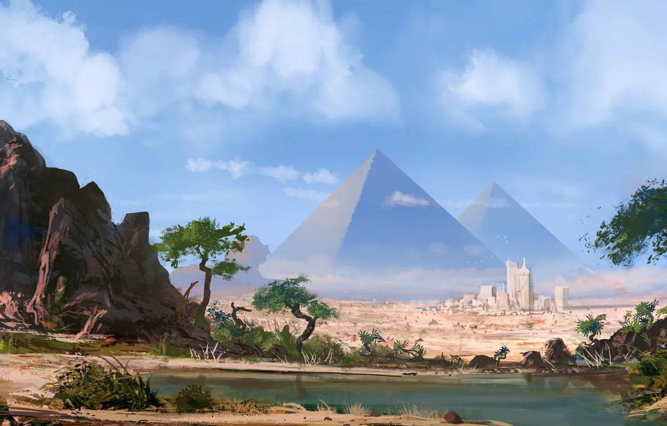 Photo wallpaper figure, pyramid, Egypt, art, Josh Hutchinson, by Josh Hutchinson, The Egyptian pyramids, New Age Pyramids