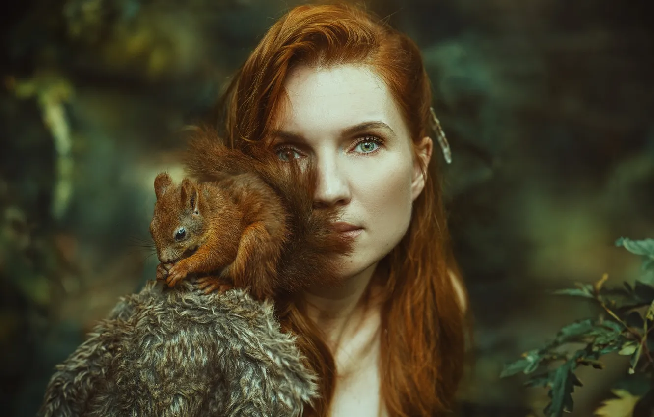 Photo wallpaper look, girl, face, protein, red, redhead, long hair, Marketa Novak