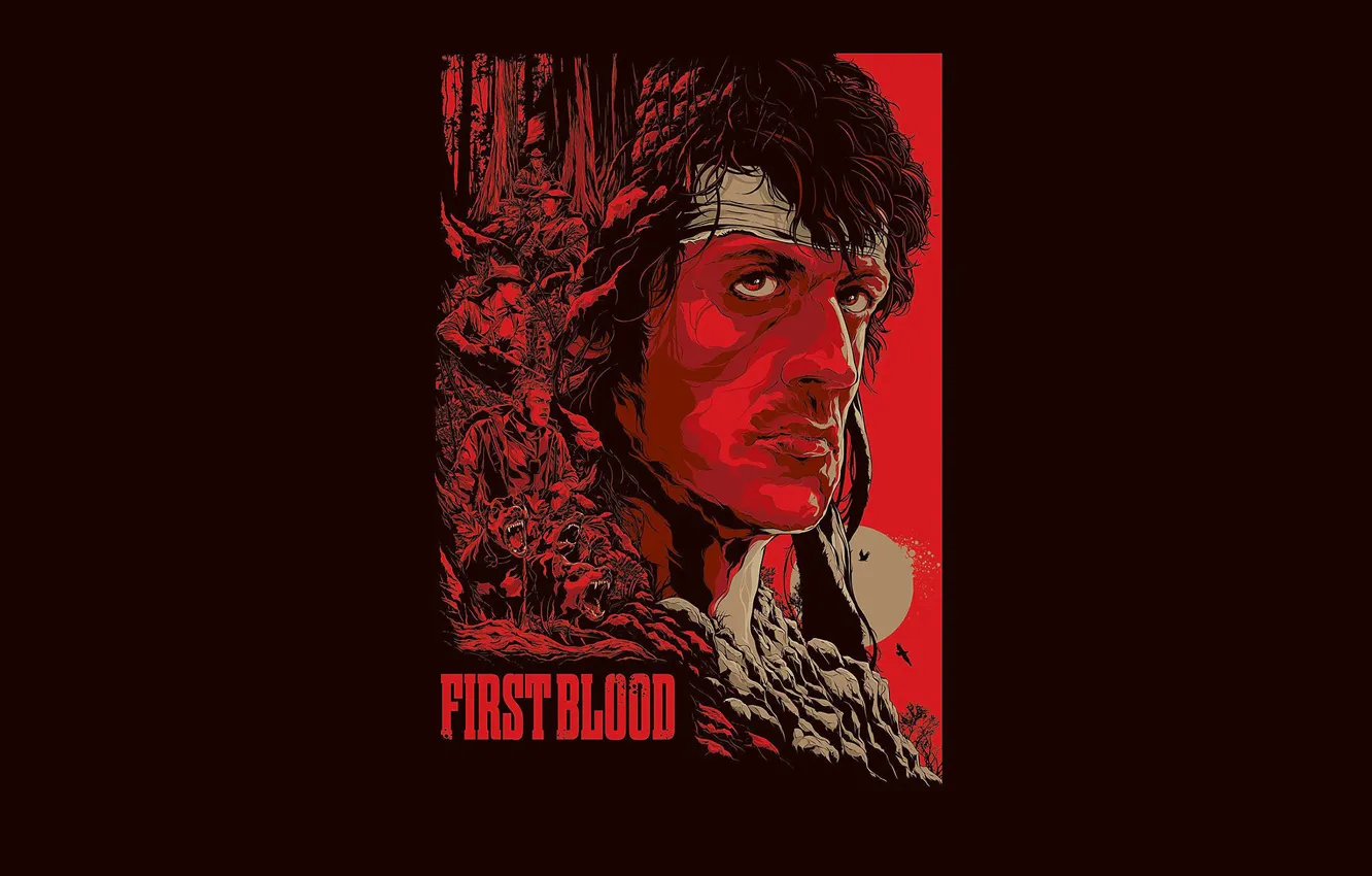 Photo wallpaper action, Sylvester Stallone, Rambo, First blood, John Rambo