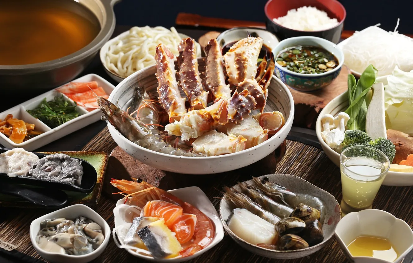 HD wallpaper cuts, serving, shrimp, seafood