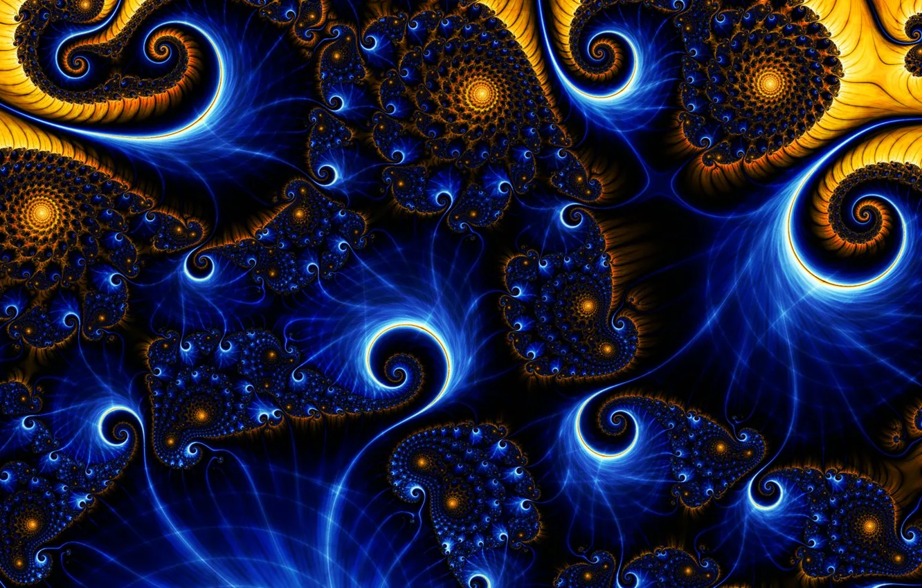 Photo wallpaper blue, pattern, fractals, curls