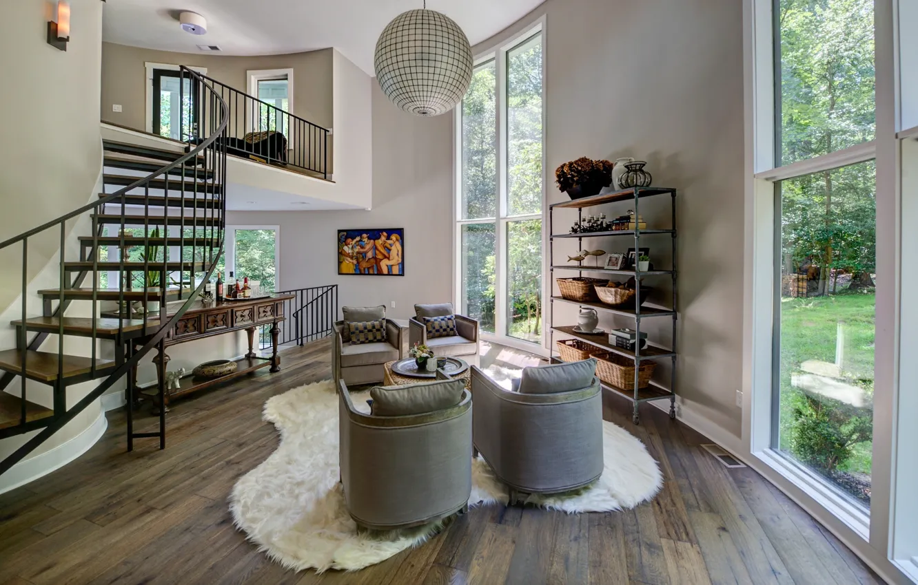 Photo wallpaper design, style, Villa, interior, living room, living room, Hawkins Oakton