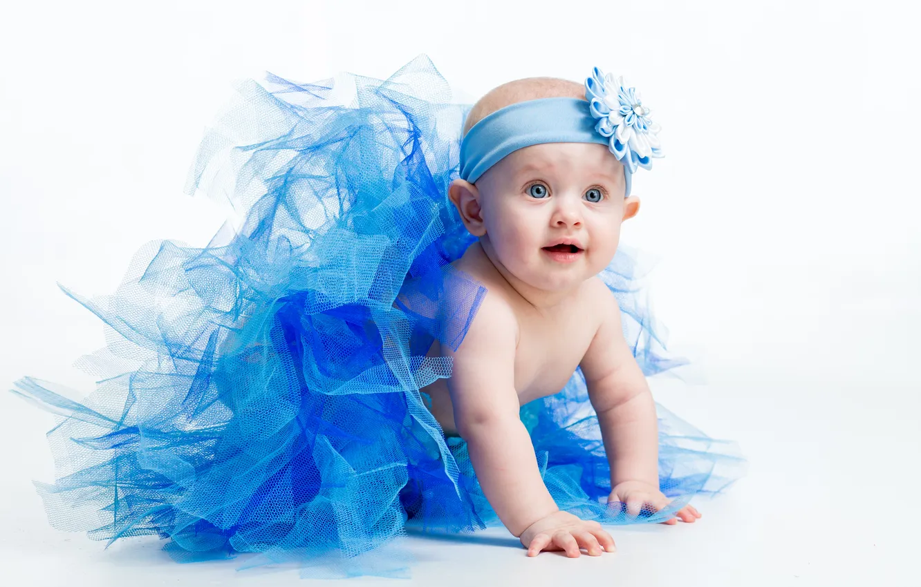 Photo wallpaper blue, child, girl, baby