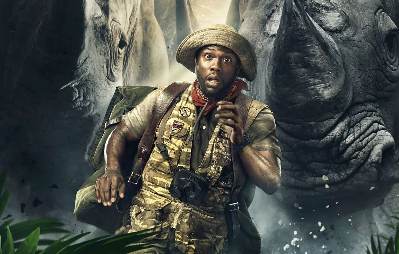 Photo wallpaper chase, hat, fantasy, binoculars, Rhino, adventure, backpack, poster