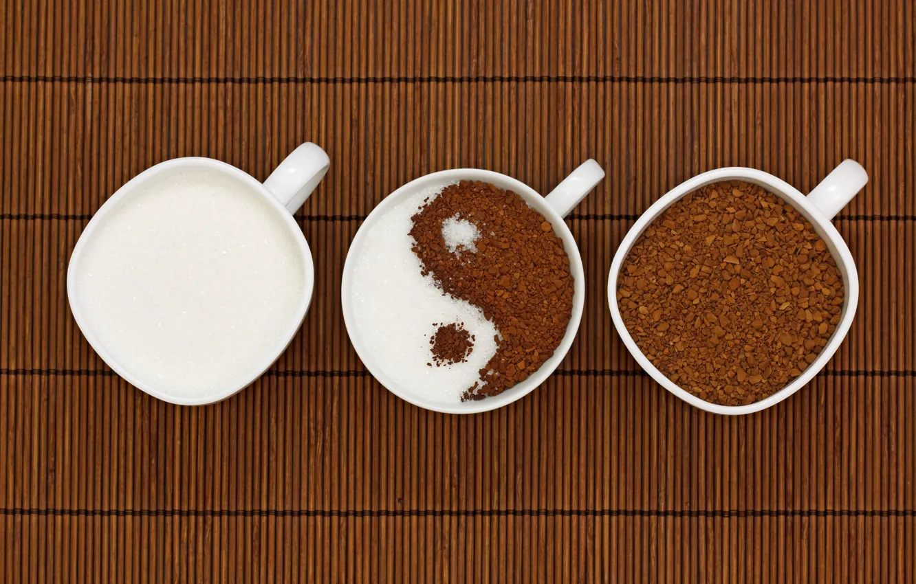Photo wallpaper coffee, Cup, Ying-Yang