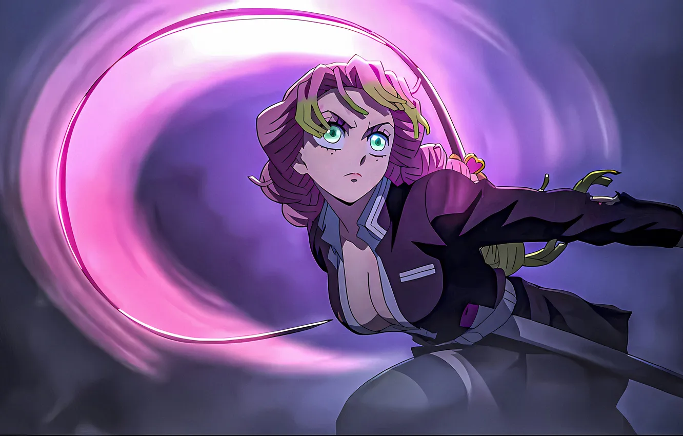 Photo wallpaper chest, look, girl, anime, anime, high quality, pink hair, anime Wallpapers