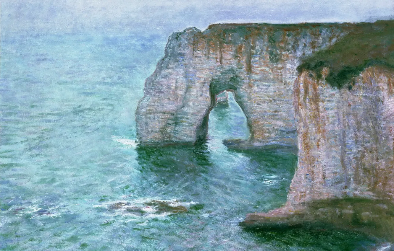 Photo wallpaper sea, rock, picture, arch, Claude Monet, Manport. View from the East