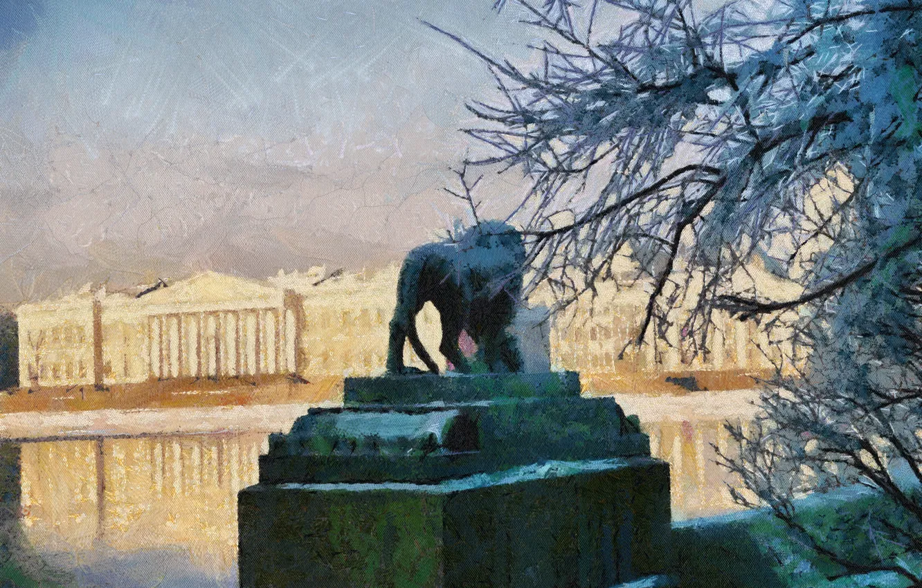 Photo wallpaper winter, Leo, Peter, promenade, Neva