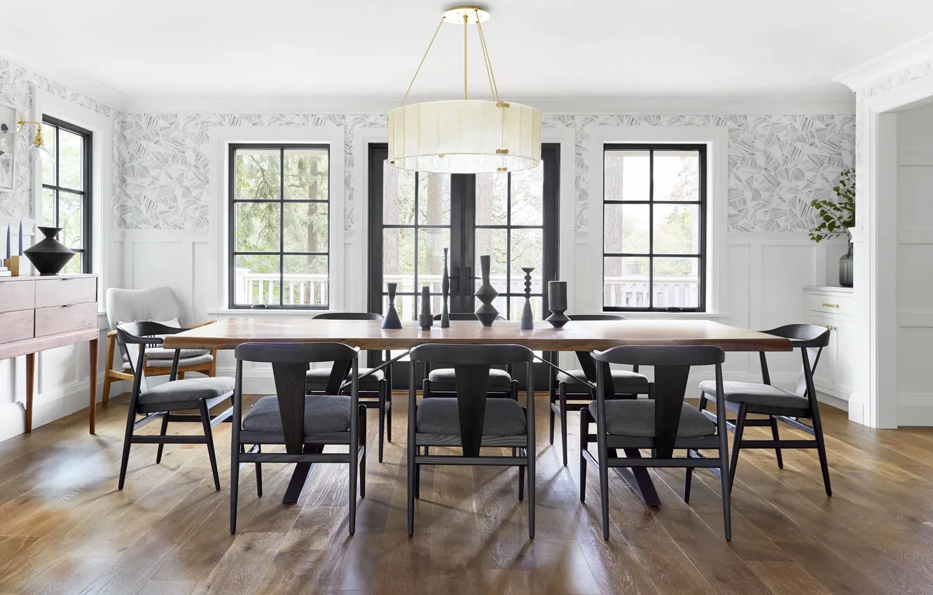 Photo wallpaper room, interior, Portland, dining room, raditional dining room