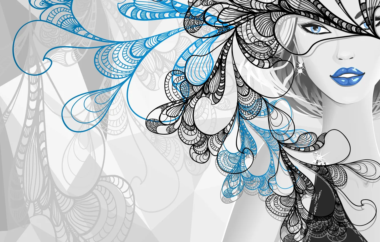 Photo wallpaper look, girl, style, vector, blue eyes