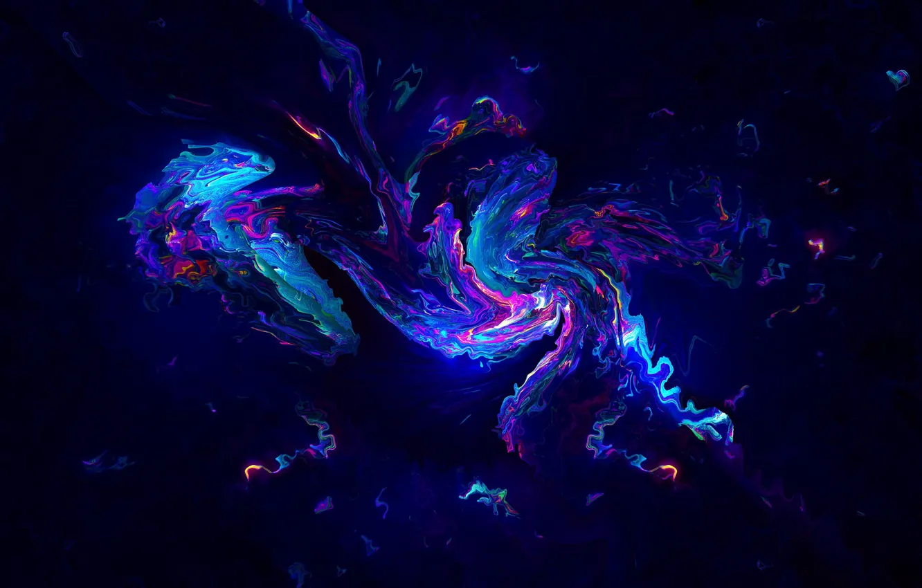 Photo wallpaper abstraction, paint, neon, Neon, abstraction, paints, dark blue, dark blue