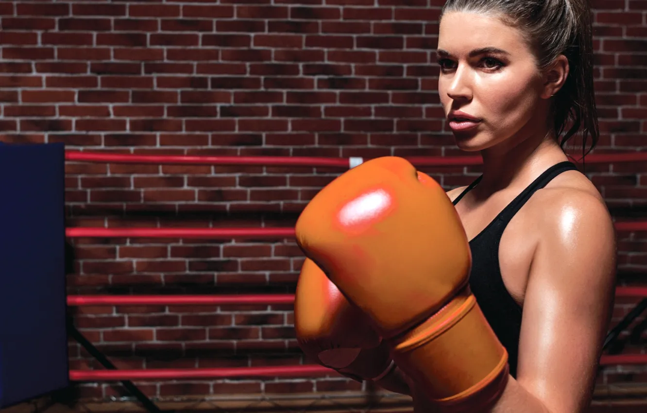 Photo wallpaper woman, boxing, gloves