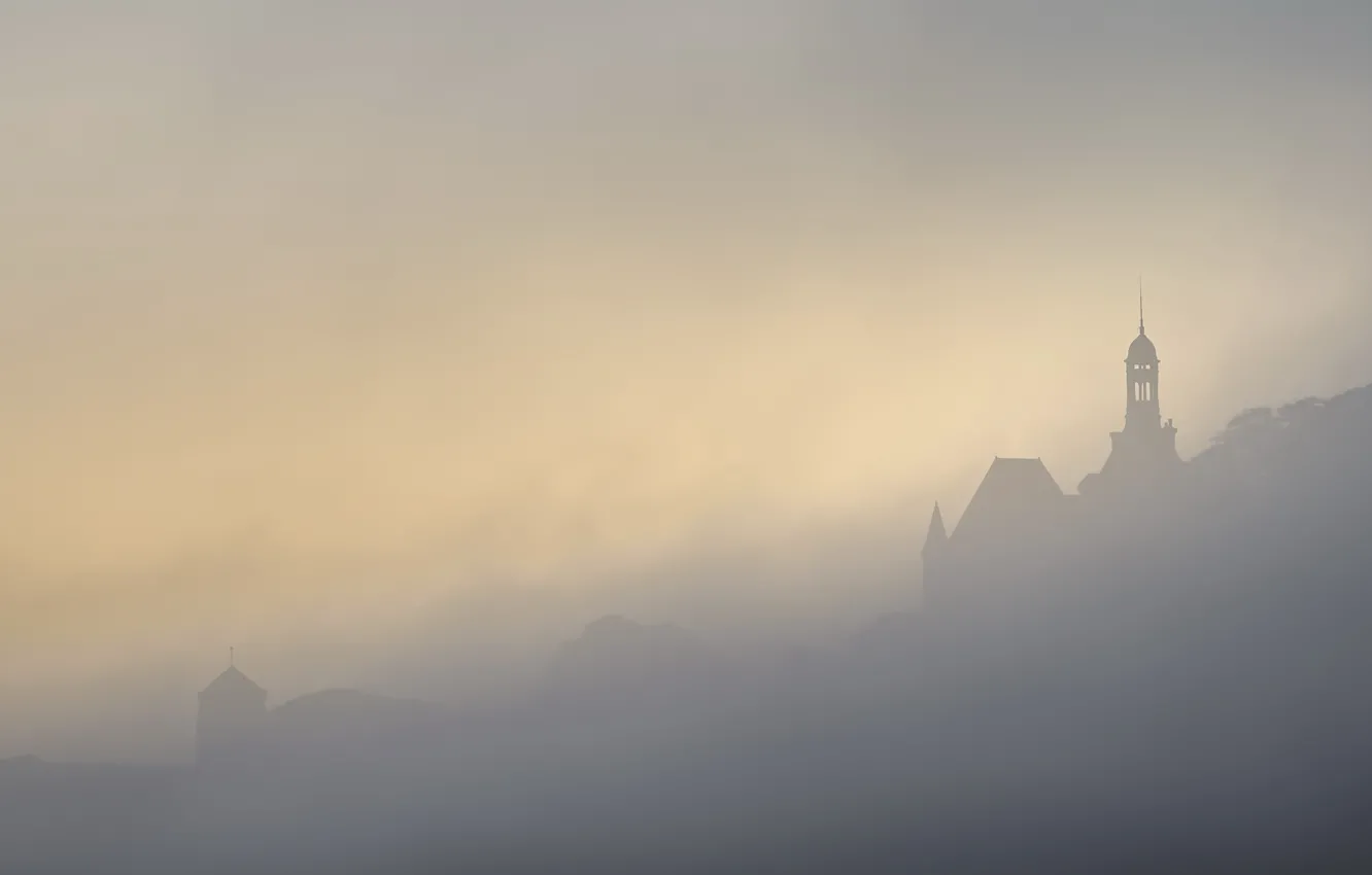 Photo wallpaper night, fog, France, Champtoceaux