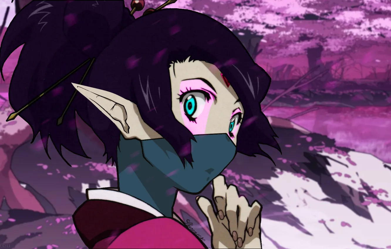 Photo wallpaper girl, mask, art, shield, dota, woman, art, DotA 2