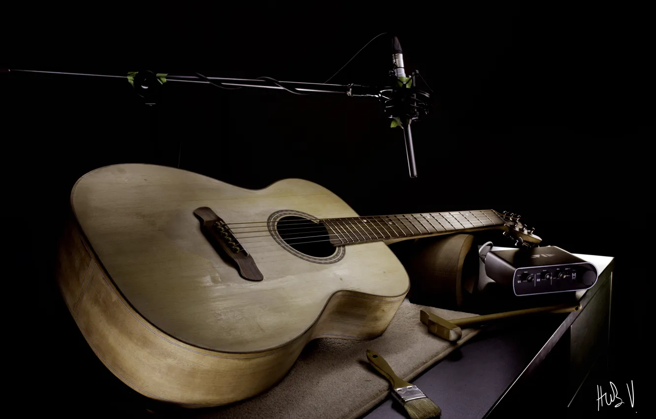 Photo wallpaper music, guitar, microphone