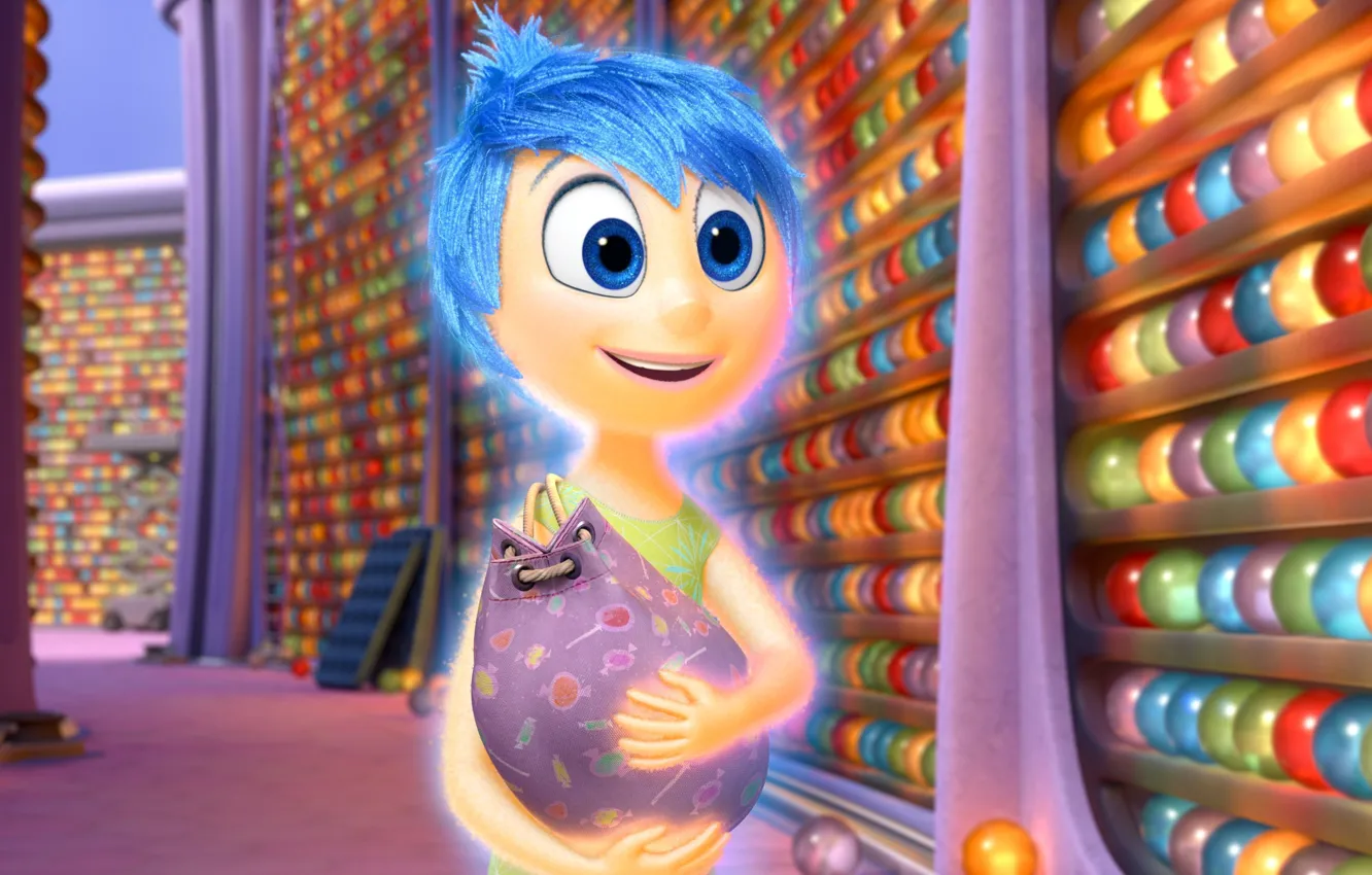 Photo wallpaper cinema, girl, balls, sad, dress, blue, smile, sadness