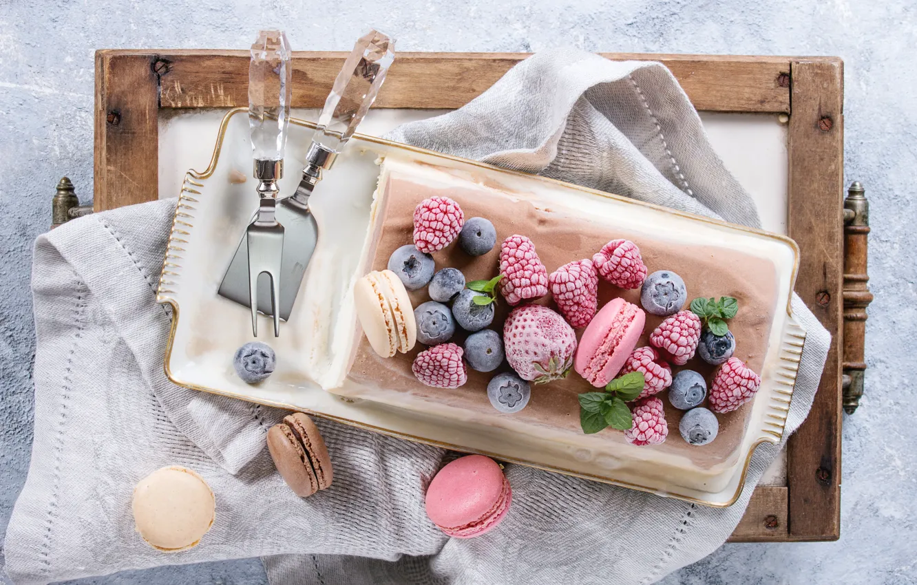 Photo wallpaper berries, cookies, strawberry, plate, ice cream, dessert, BlackBerry, Natasha Breen