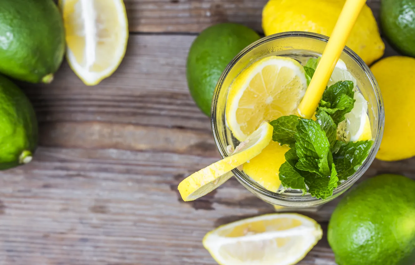 Photo wallpaper lemon, lemon, drink, mint, lemonade, drink, mint, lemonade