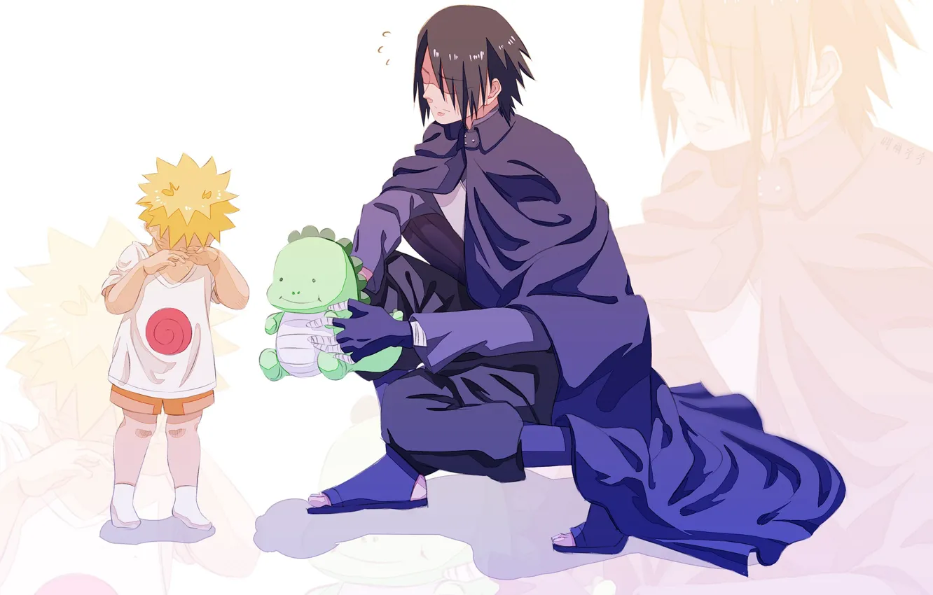 Photo wallpaper children, toy, dinosaur, guy, Naruto, Naruto, Sasuke Uchiha, Naruto Uzumaki