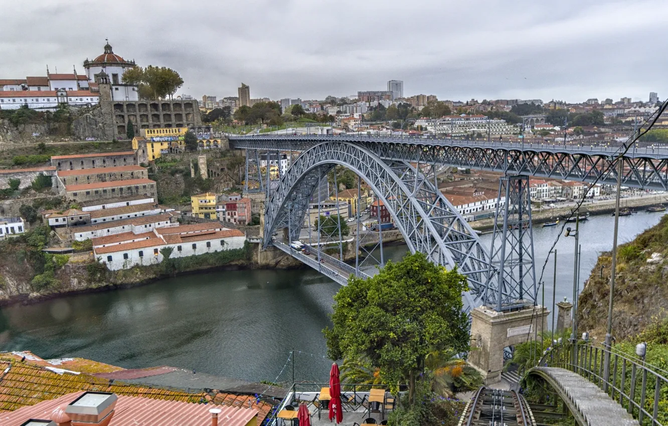 Photo wallpaper bridge, the city, Portugal, Port