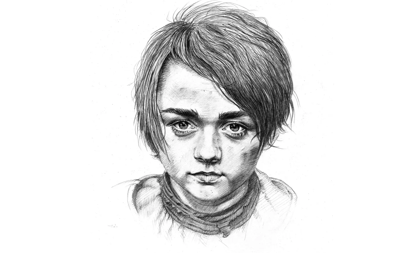 Photo wallpaper figure, pencils, Arya Stark, Maisie Williams