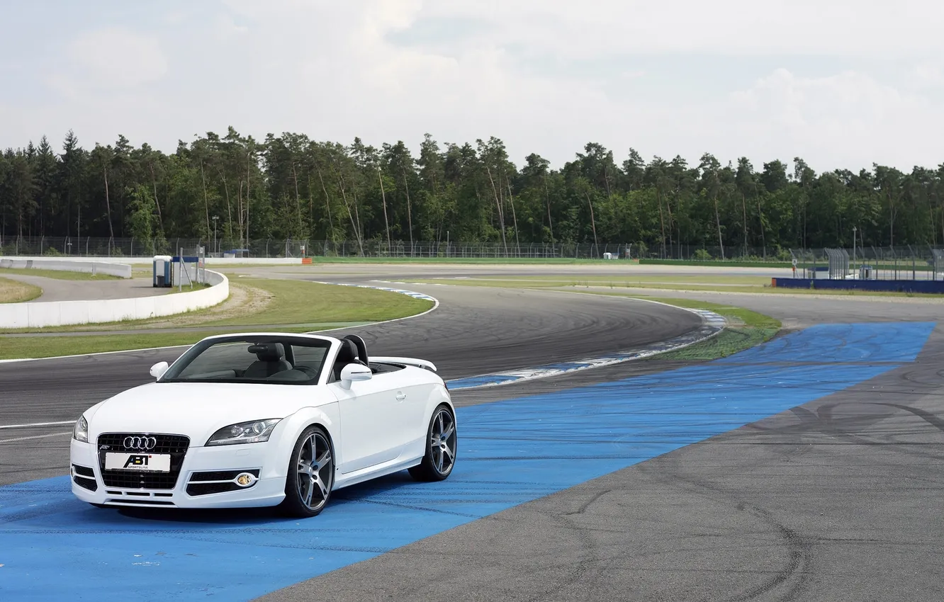 Photo wallpaper auto, forest, white, Audi, convertible, track, ABBOT