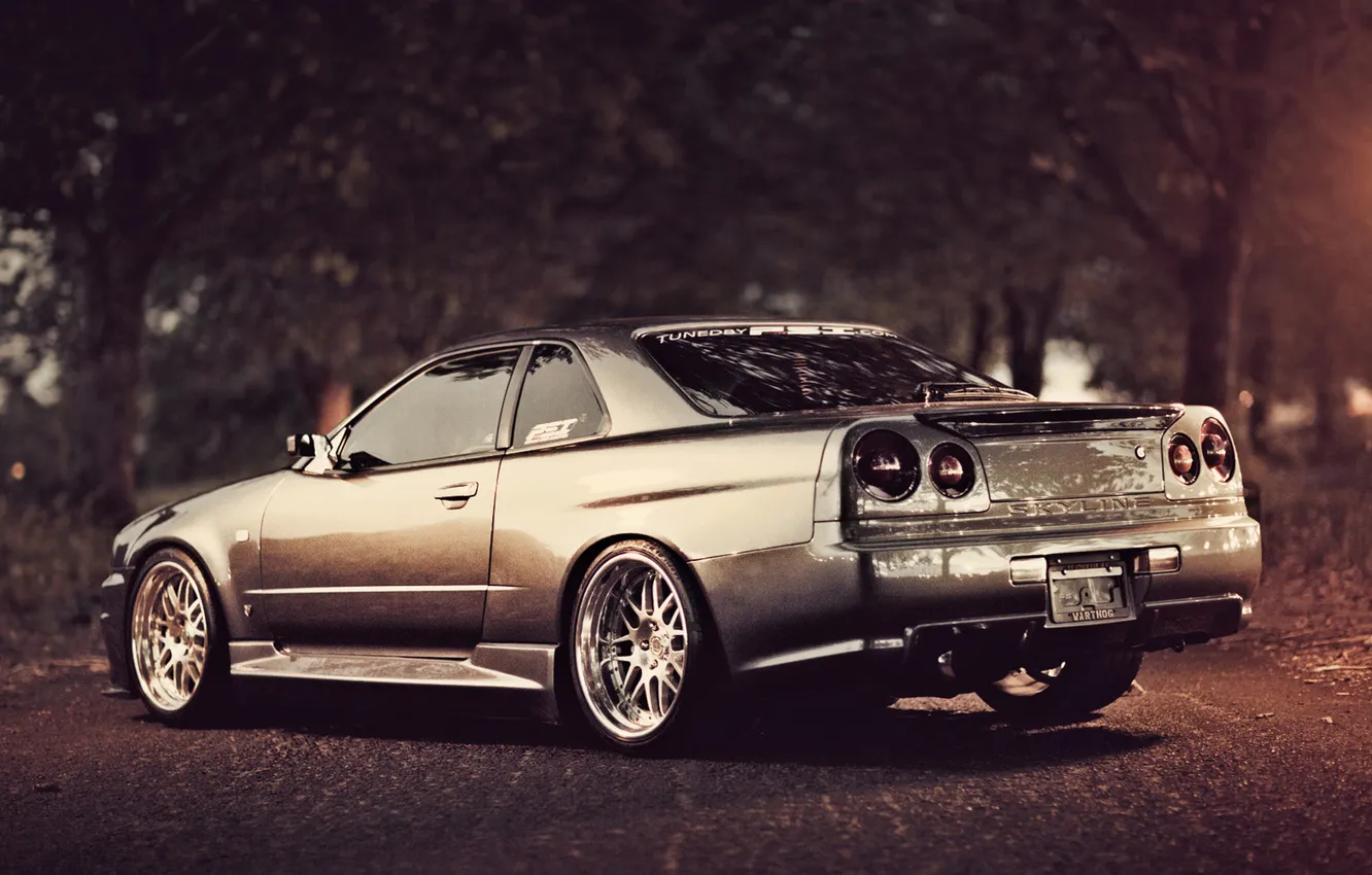 Photo wallpaper machine, auto, tuning, Nissan, Nissan Skyline, R34, Skye