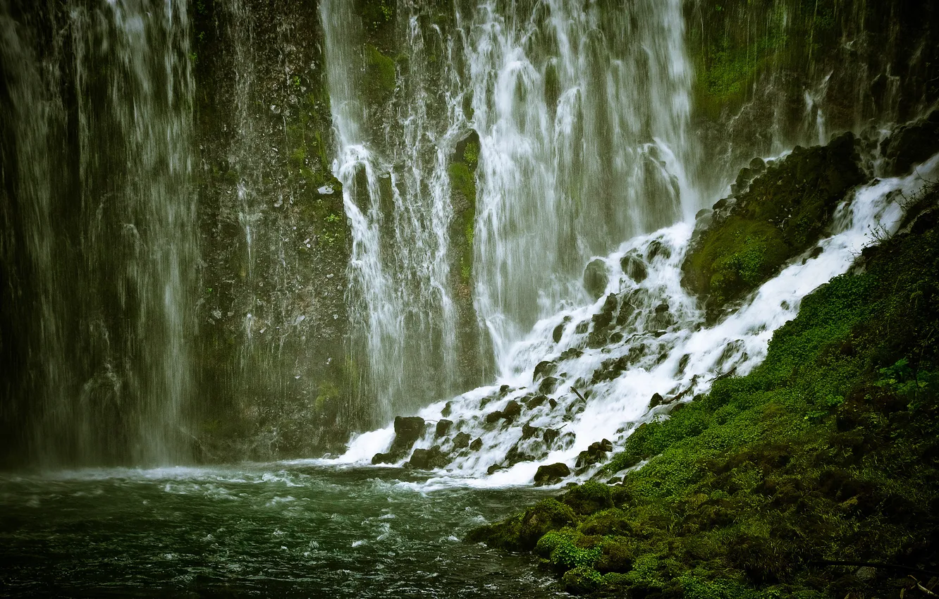 Photo wallpaper greens, waterfall, Sewerage