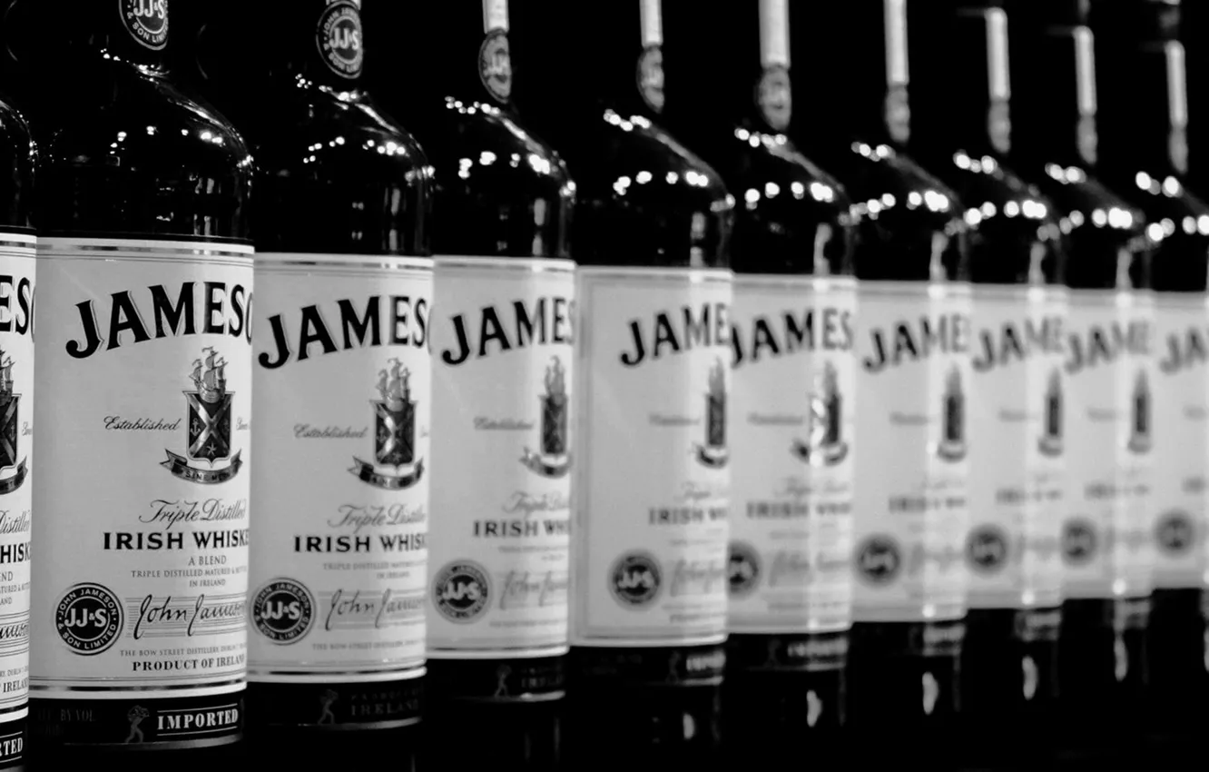 Photo wallpaper black and white, whiskey, jameson