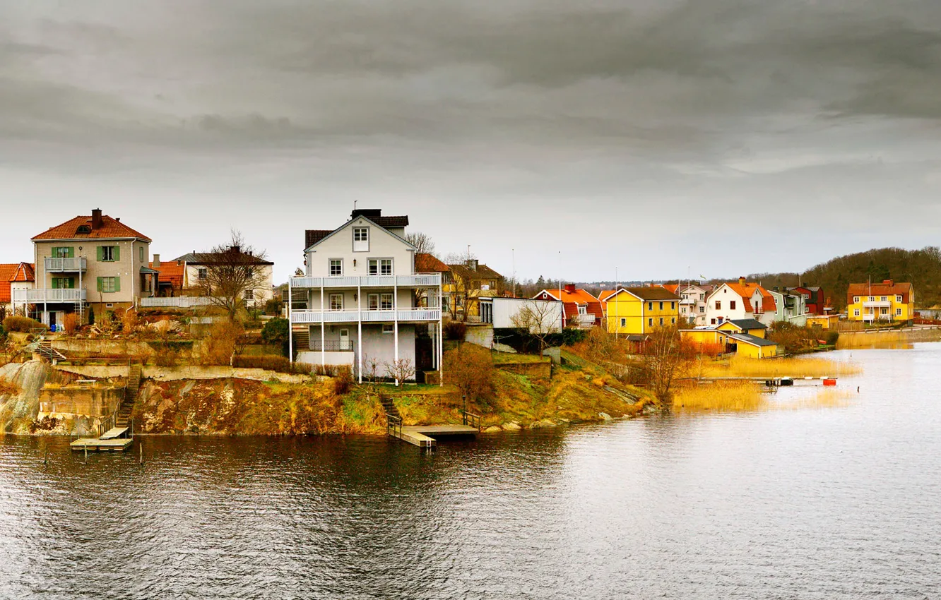 Photo wallpaper sea, home, Norway, panorama