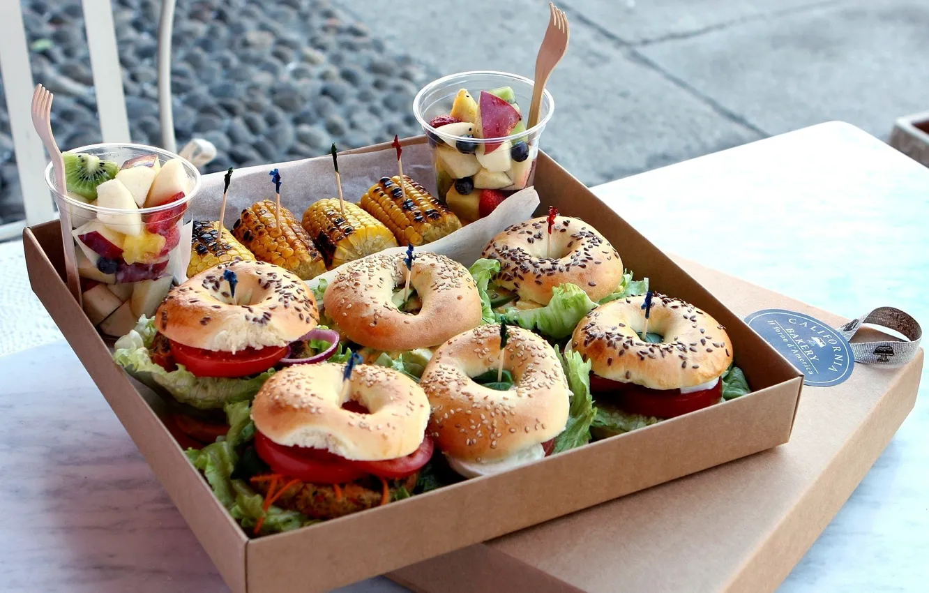 Photo wallpaper food, fruit, delicious, satisfying, burgers