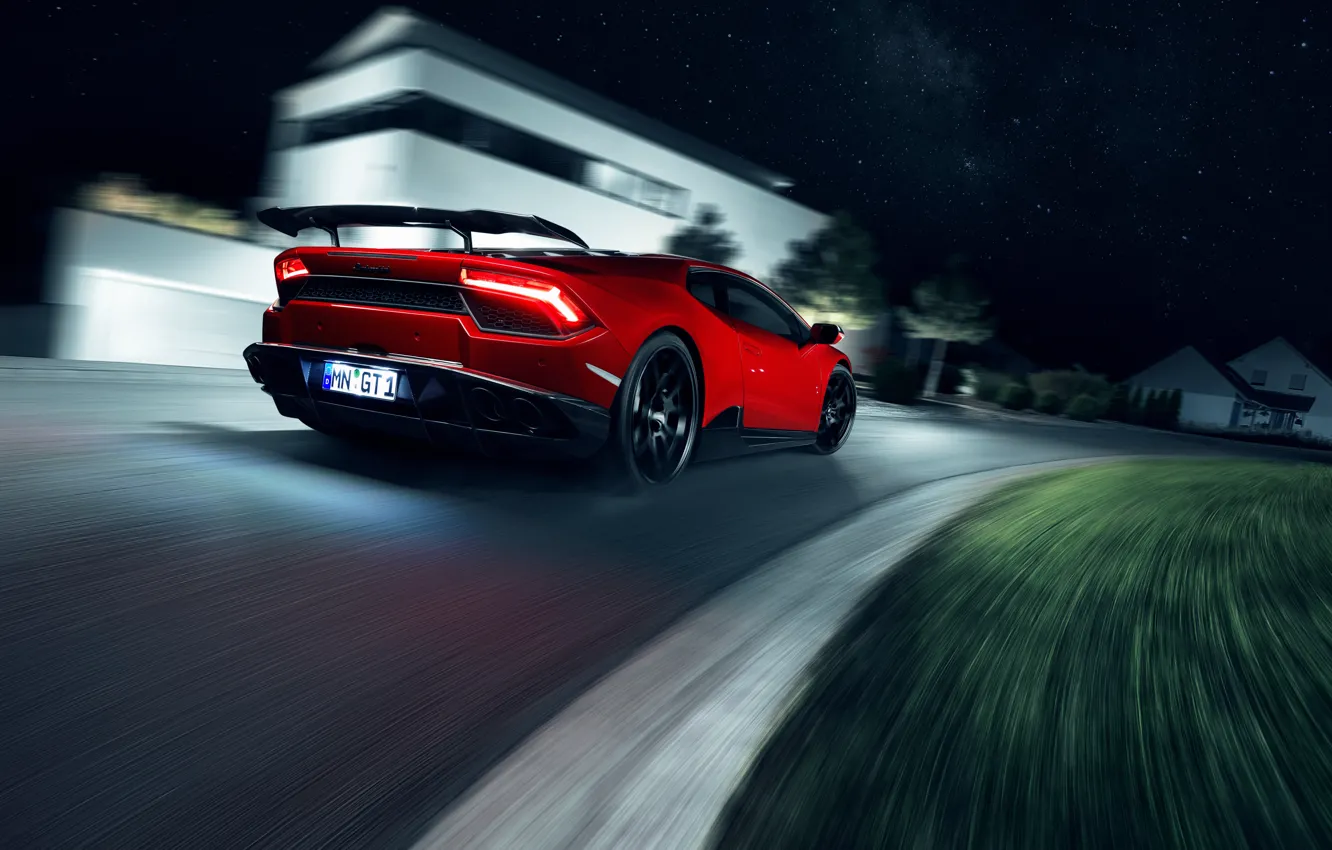 Photo wallpaper speed, Lamborghini, rear view, Novitec, Torado, Huracan, 2016, LP 580-2