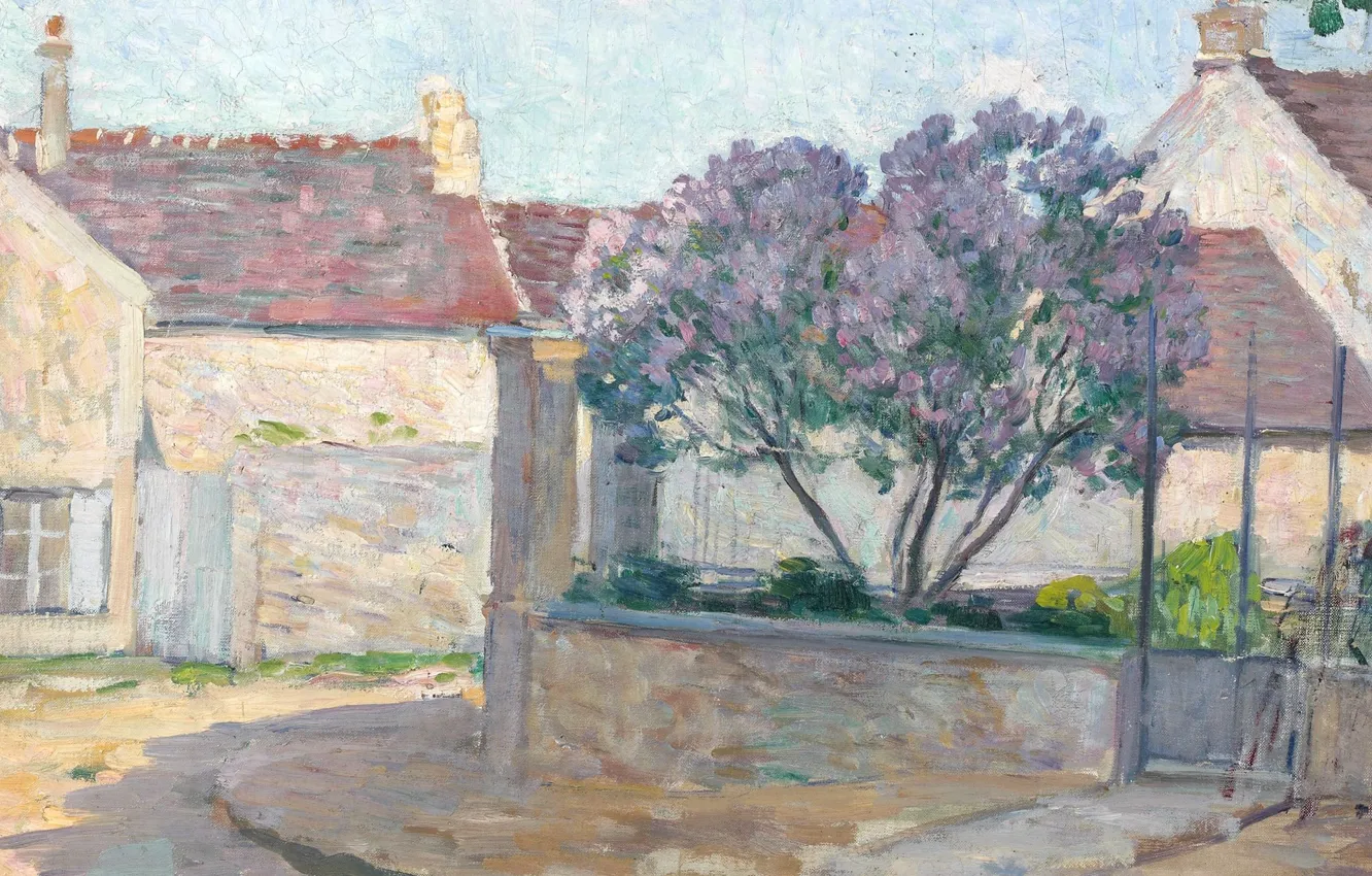 Photo wallpaper street, home, picture, the urban landscape, Henri Lebacq, Village Street in Anjou