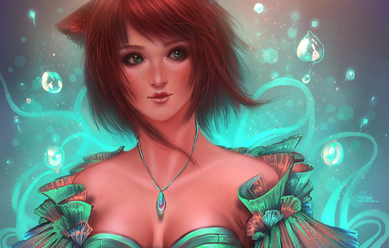 Photo wallpaper look, girl, decoration, face, hair, dress, art, ears