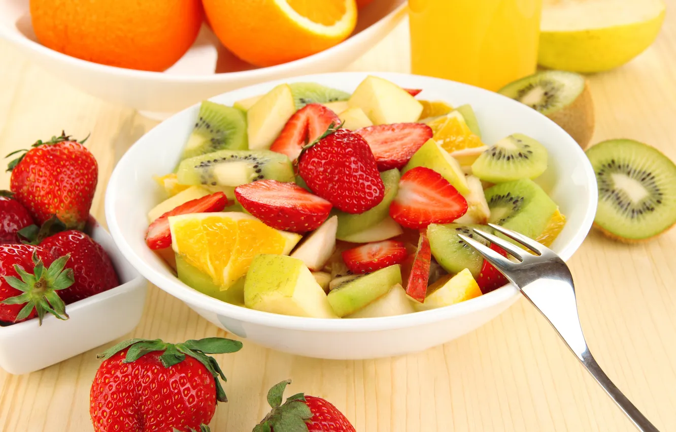 Photo wallpaper apples, kiwi, strawberry, salad