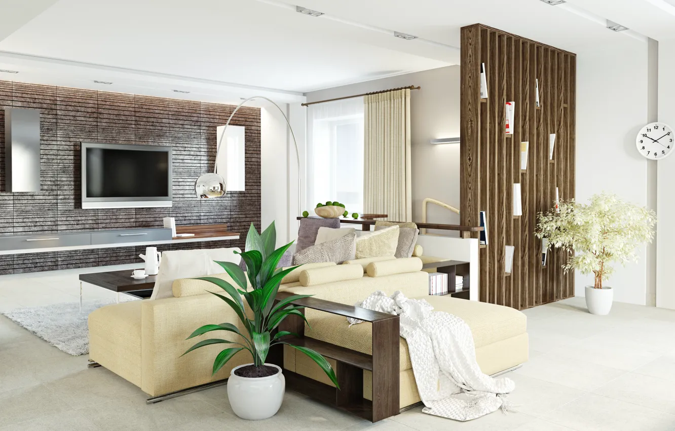 Photo wallpaper flowers, design, furniture, living room, design