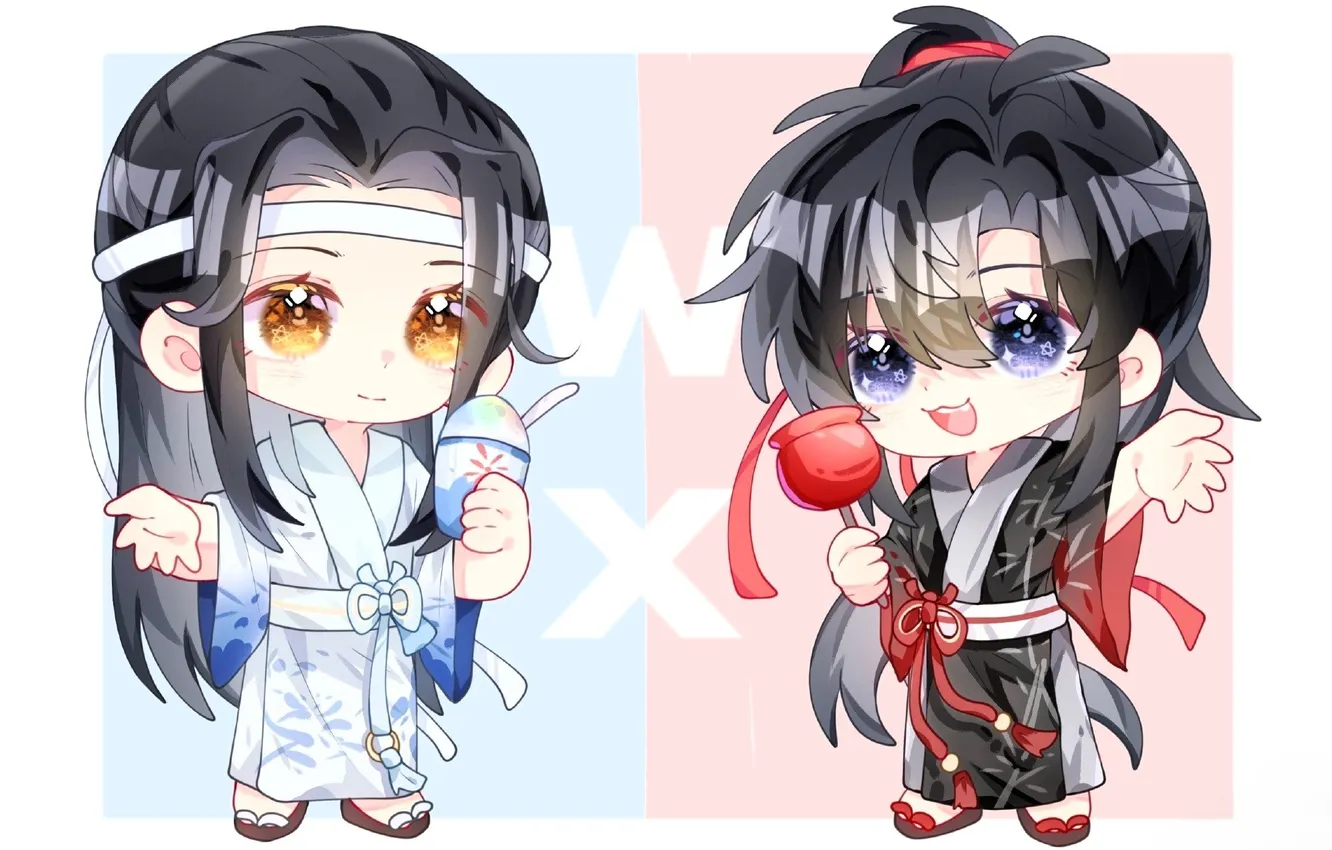 Photo wallpaper cocktail, lollipops, Chibi, Mo Dao Zu Shi, Lan Wangji, Wei Wuxian