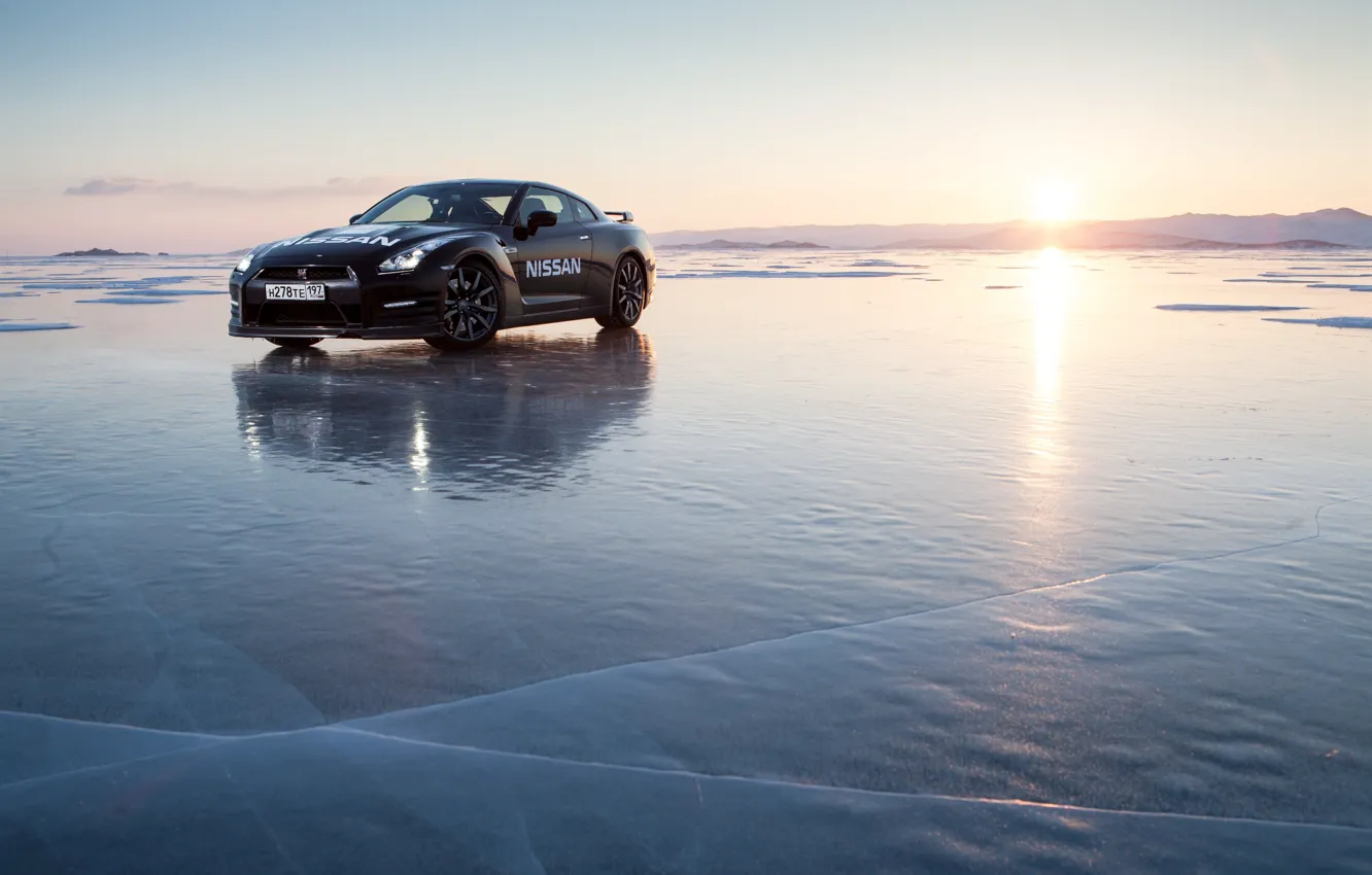 Photo wallpaper ice, sea, nissan GT-R