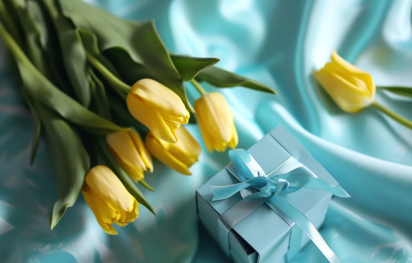Photo wallpaper flowers, holiday, gift, bouquet, tulips, universal holiday background